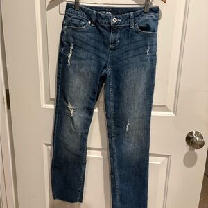 EUC- Vera Wang Dark Blue Straight Leg Jeans with light distressing, 2